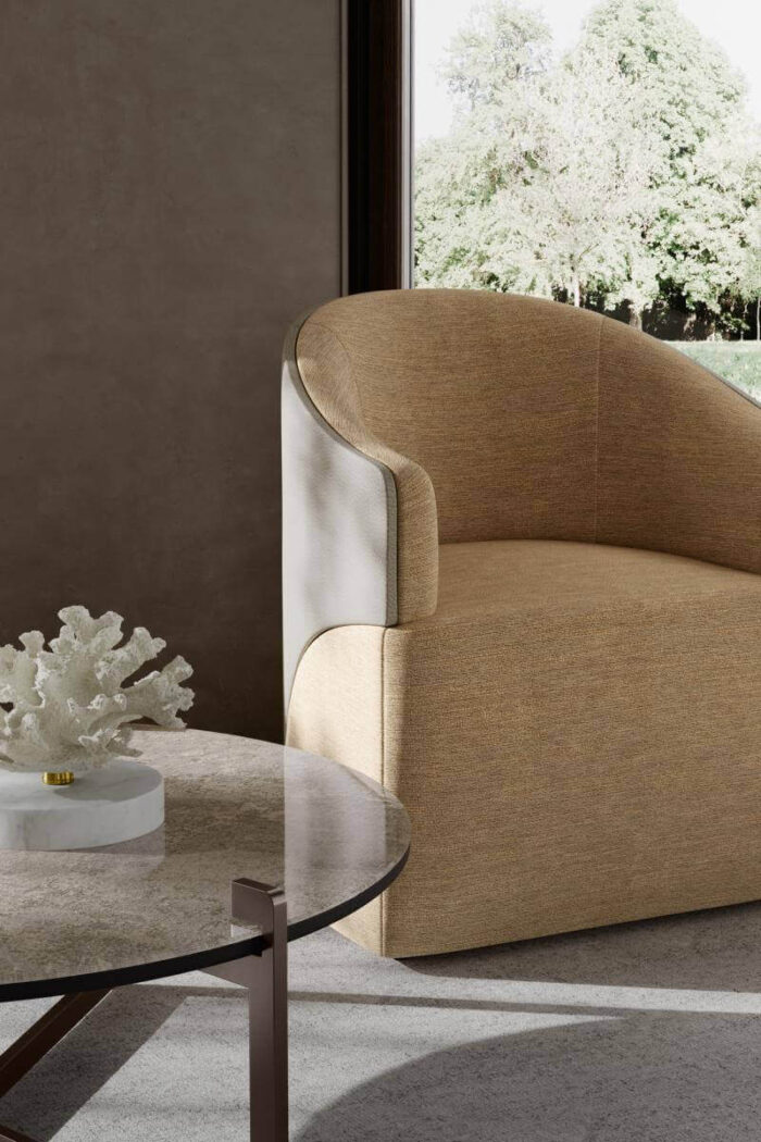 Velour Leather Tub Armchair